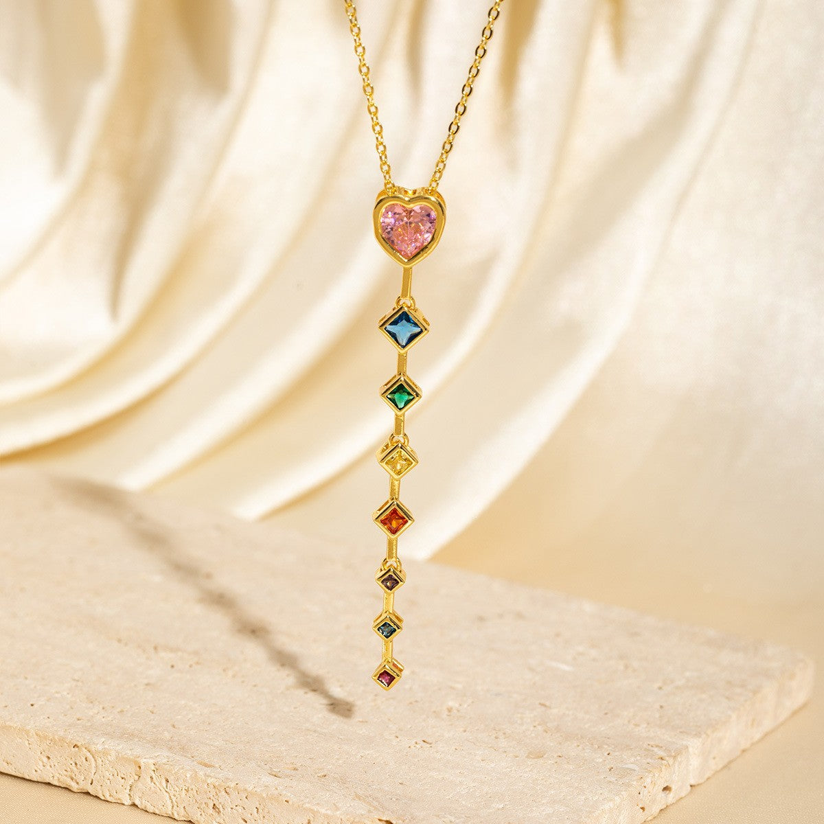 Malika Gems Tassel Flow Necklace – Color Zircon & Elegant Drop Design