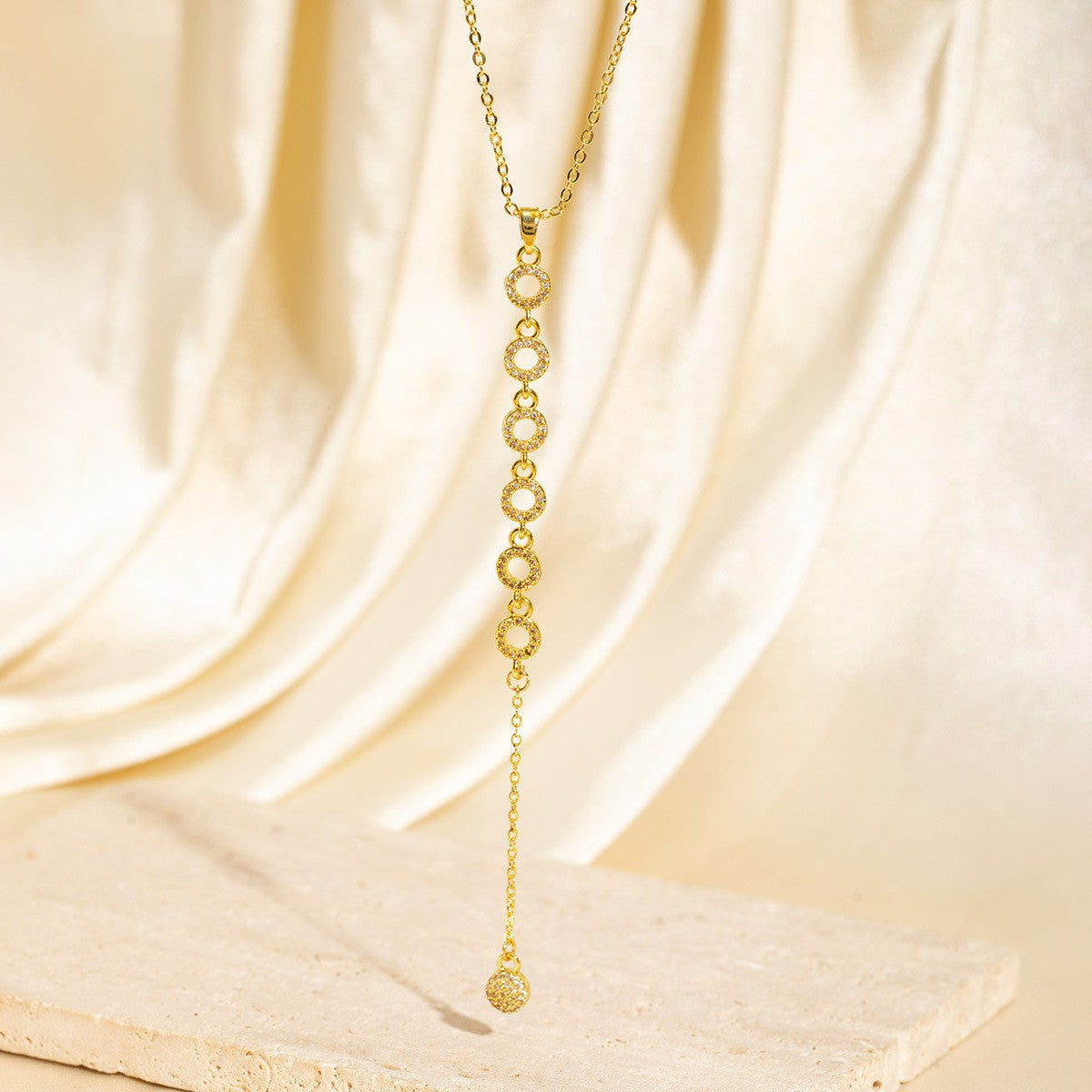 Malika Gems Tassel Flow Necklace – Color Zircon & Elegant Drop Design