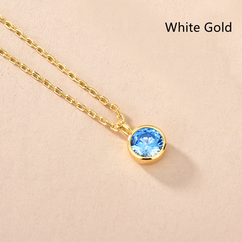 Women's Fashionable Simple Sterling Silver Solitaire Necklace With Twelve Zodiac Signs
