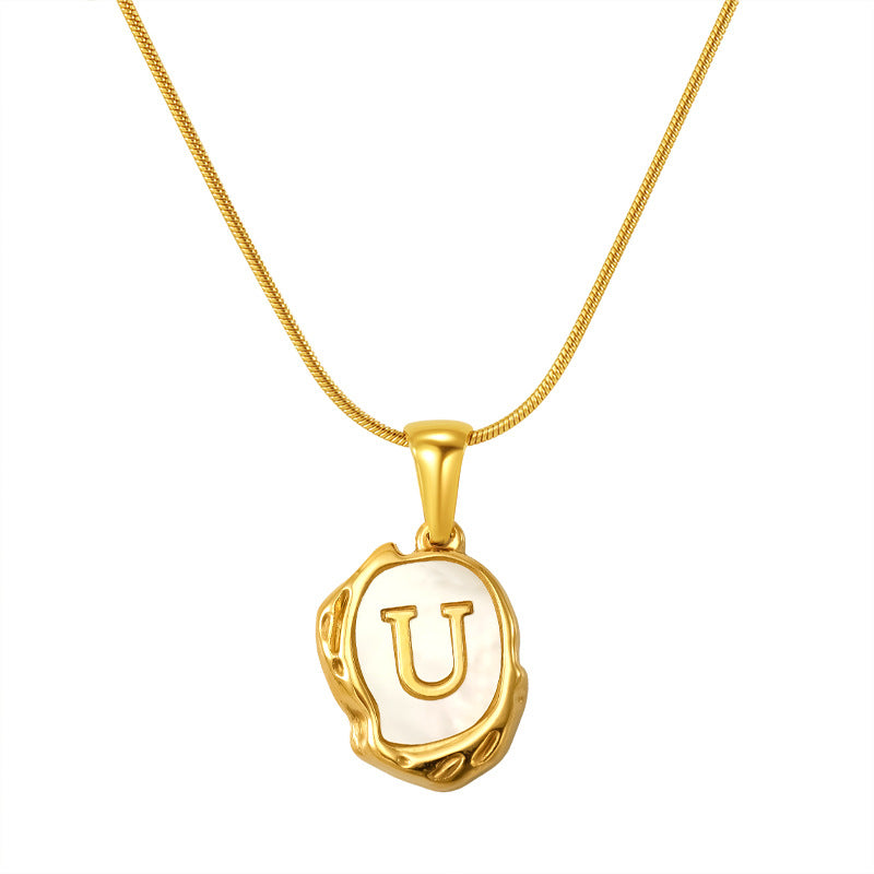 Malika Gems Lava Shell Initial Necklace – Natural Energy Letter Pendant