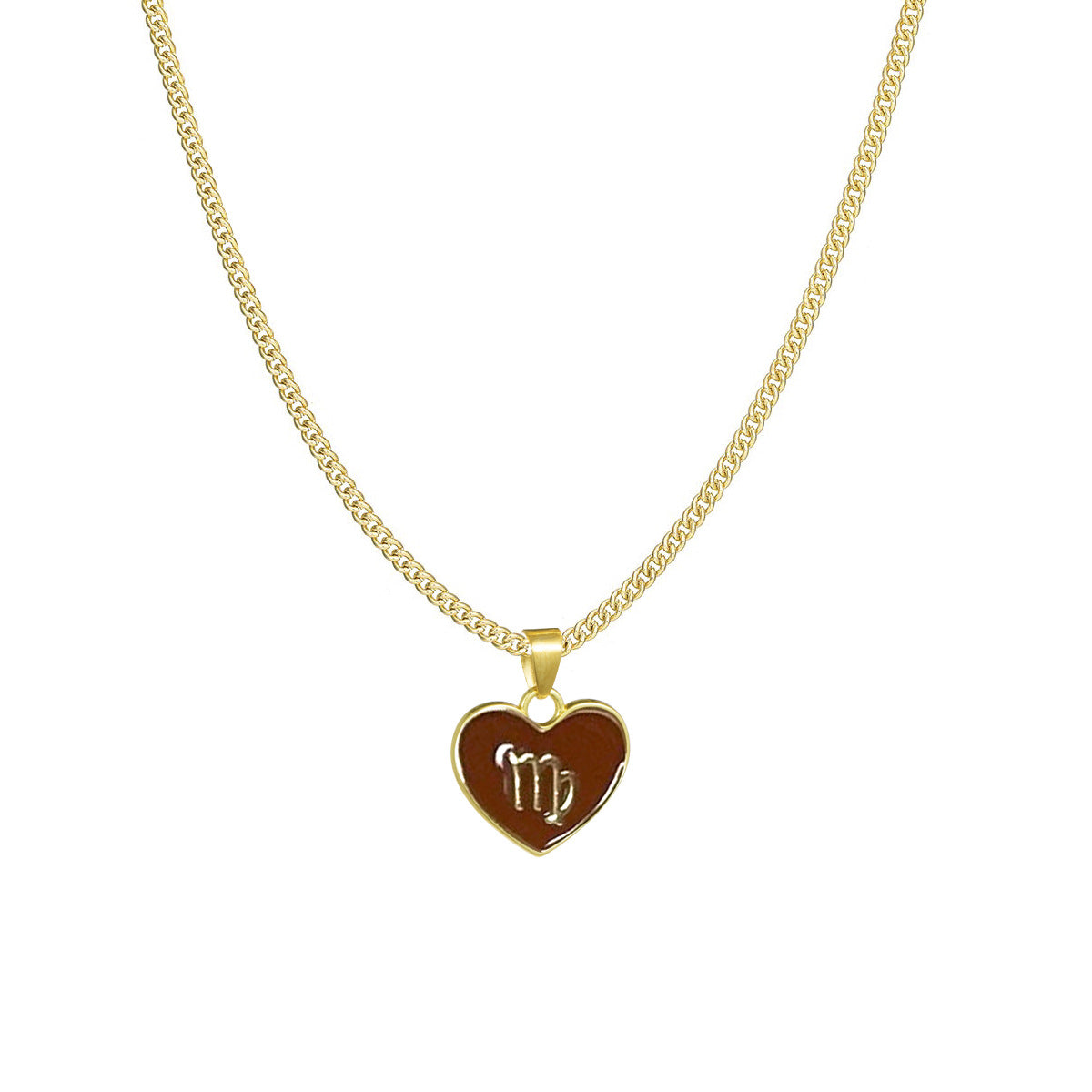 Fashion Color Zodiac Peach Heart Alloy Necklace