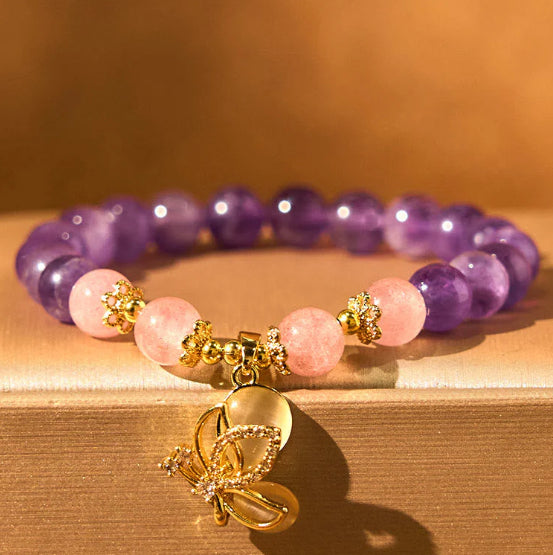 Natural Amethyst Bracelet Grape Beaded Bracelet