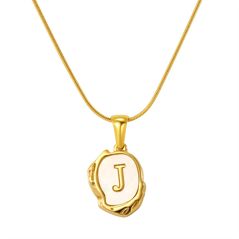 Malika Gems Lava Shell Initial Necklace – Natural Energy Letter Pendant