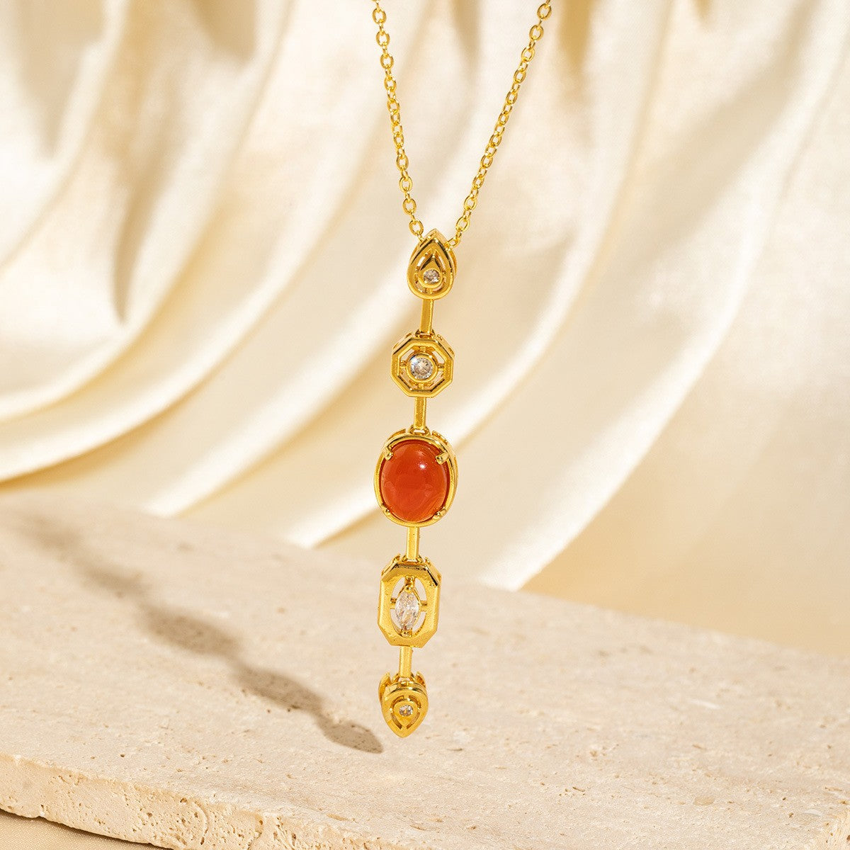 Malika Gems Tassel Flow Necklace – Color Zircon & Elegant Drop Design
