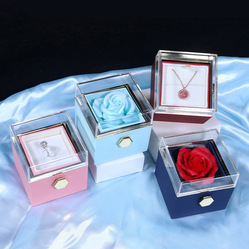 Malika Gems Eternal Rose Rotating Jewelry Gift Box