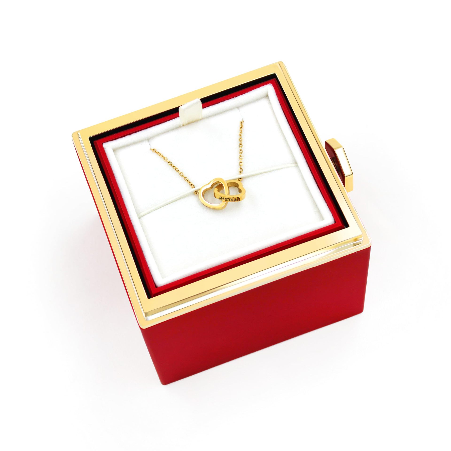 Malika Gems Double Heart Necklace – Engraved Love Pendant