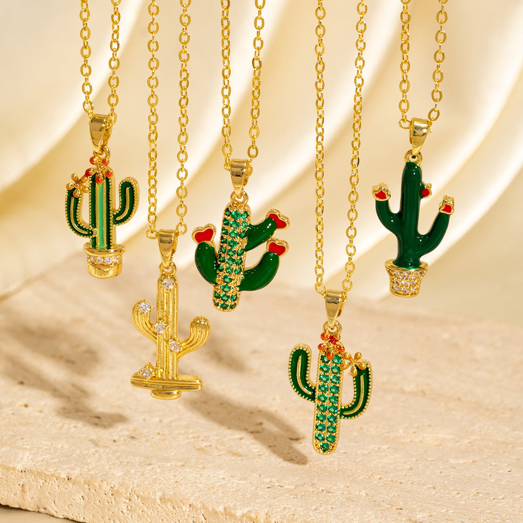 Malika Gems Cactus Drip Necklace – Unique Niche Energy Pendant