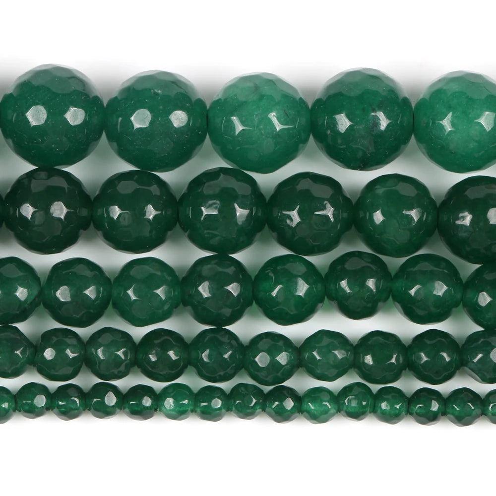 Natural Green Emerald Jade Round Loose Beads for Jewelry Making