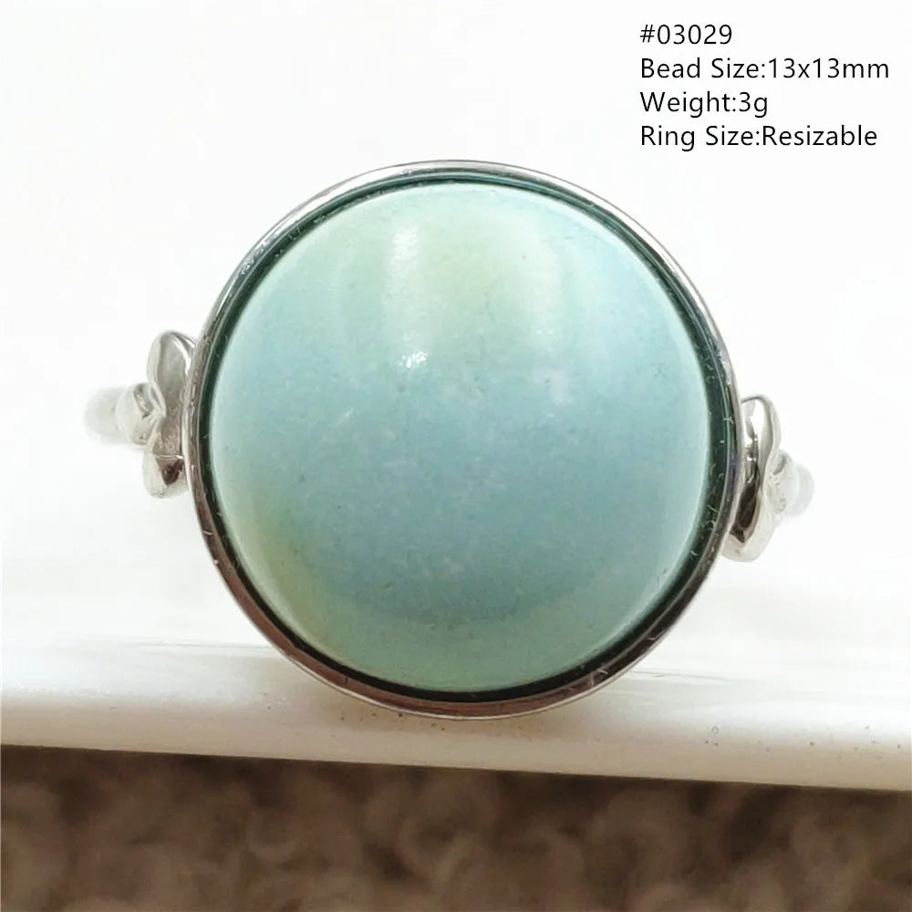 Natural Green Turquoise Adjustable Ring | 925 Sterling Silver