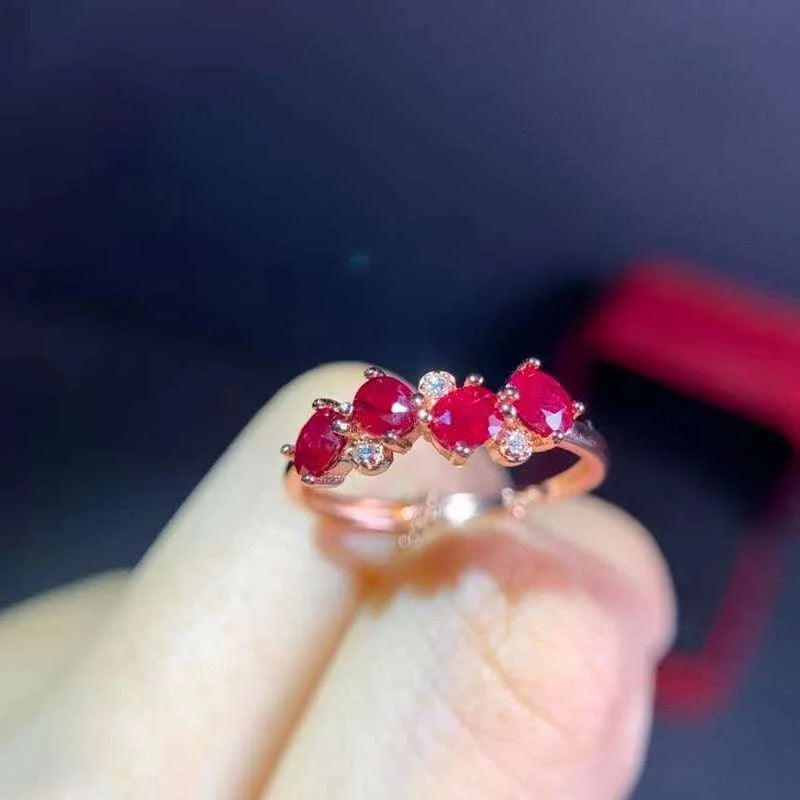 100% Natural Ruby for Daily Wear3mm*4mm Silver Ring 925 Silver Ruby Jewelry Gift for Woman