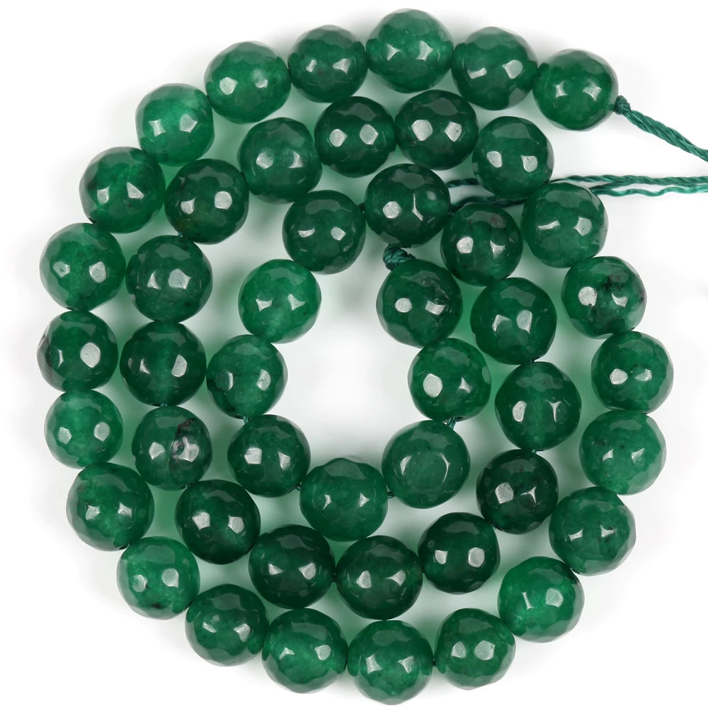 Natural Green Emerald Jade Round Loose Beads for Jewelry Making