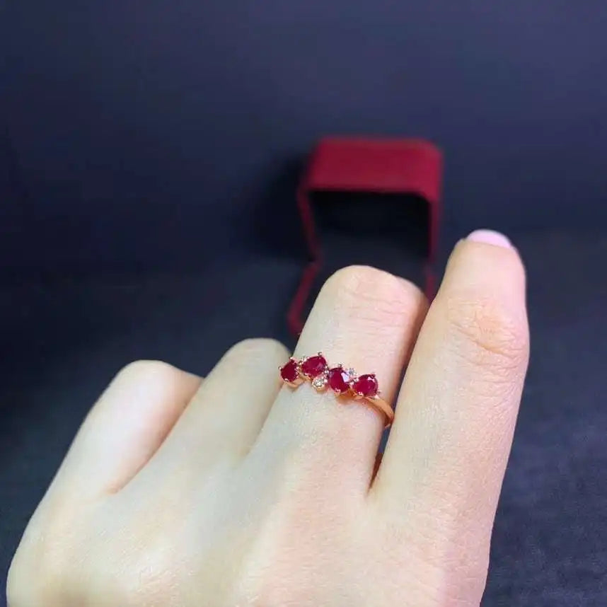 100% Natural Ruby for Daily Wear3mm*4mm Silver Ring 925 Silver Ruby Jewelry Gift for Woman
