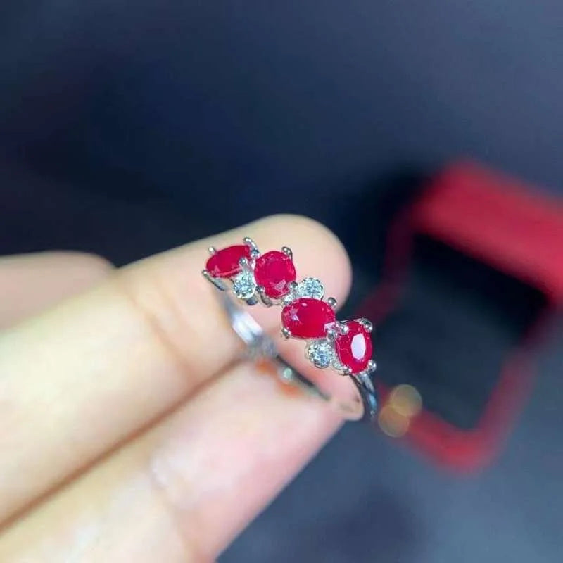 100% Natural Ruby for Daily Wear3mm*4mm Silver Ring 925 Silver Ruby Jewelry Gift for Woman