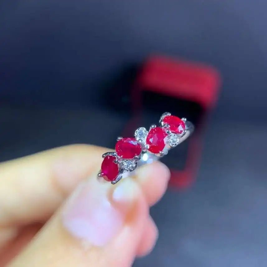 100% Natural Ruby for Daily Wear3mm*4mm Silver Ring 925 Silver Ruby Jewelry Gift for Woman