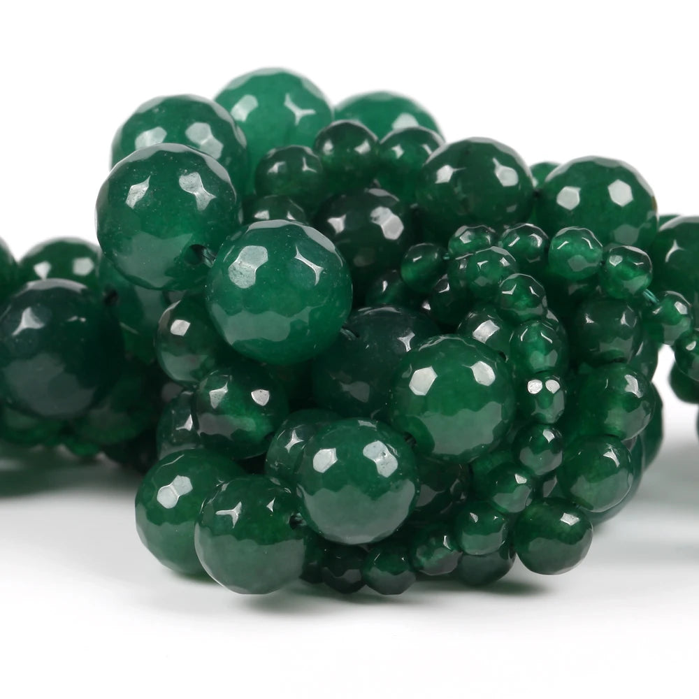 Natural Green Emerald Jade Round Loose Beads for Jewelry Making