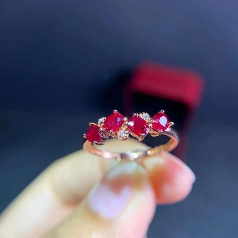 100% Natural Ruby for Daily Wear3mm*4mm Silver Ring 925 Silver Ruby Jewelry Gift for Woman