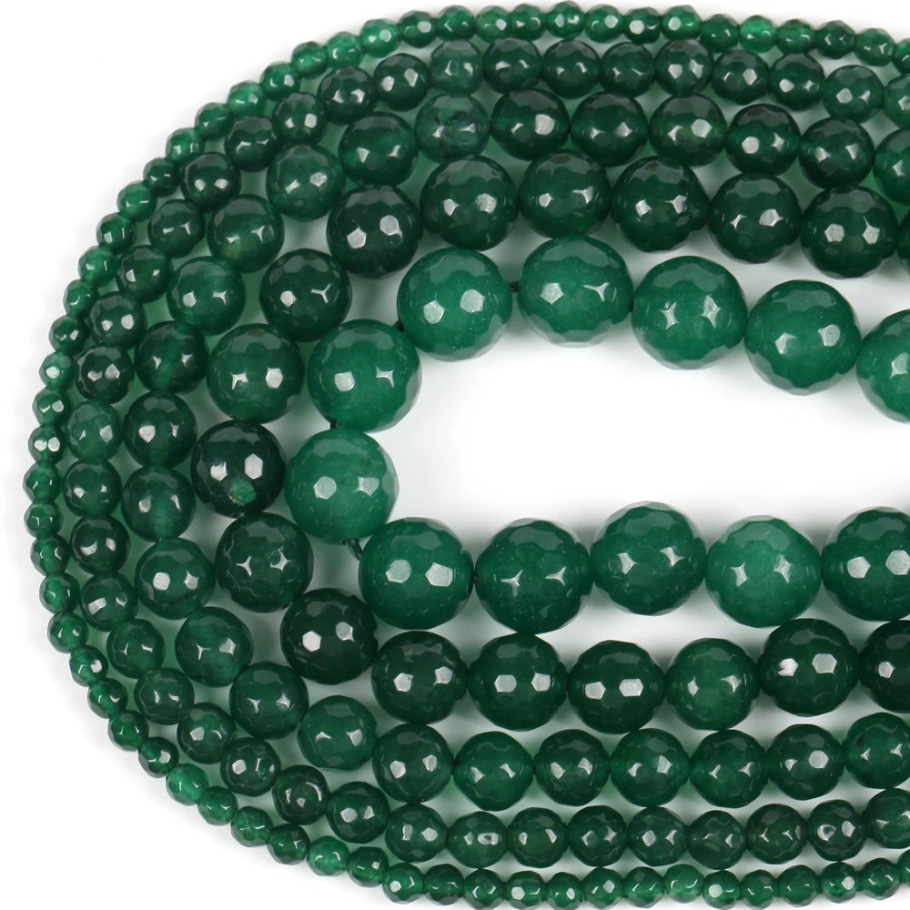 Natural Green Emerald Jade Round Loose Beads for Jewelry Making
