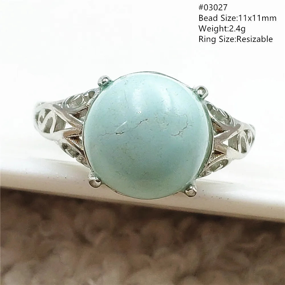 Natural Green Turquoise Adjustable Ring | 925 Sterling Silver