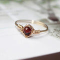Handmade Garnet Birthstone Ring with Gold Fill