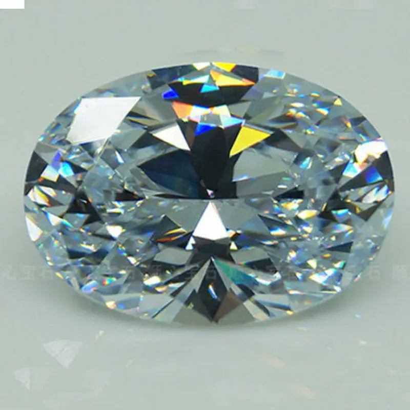Oval-shaped diamond on a light gray background