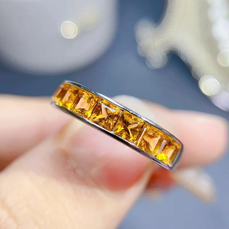 Natural Citrine Solitaire Ring in 925 Sterling Silver – Genuine Gemstone Ring
