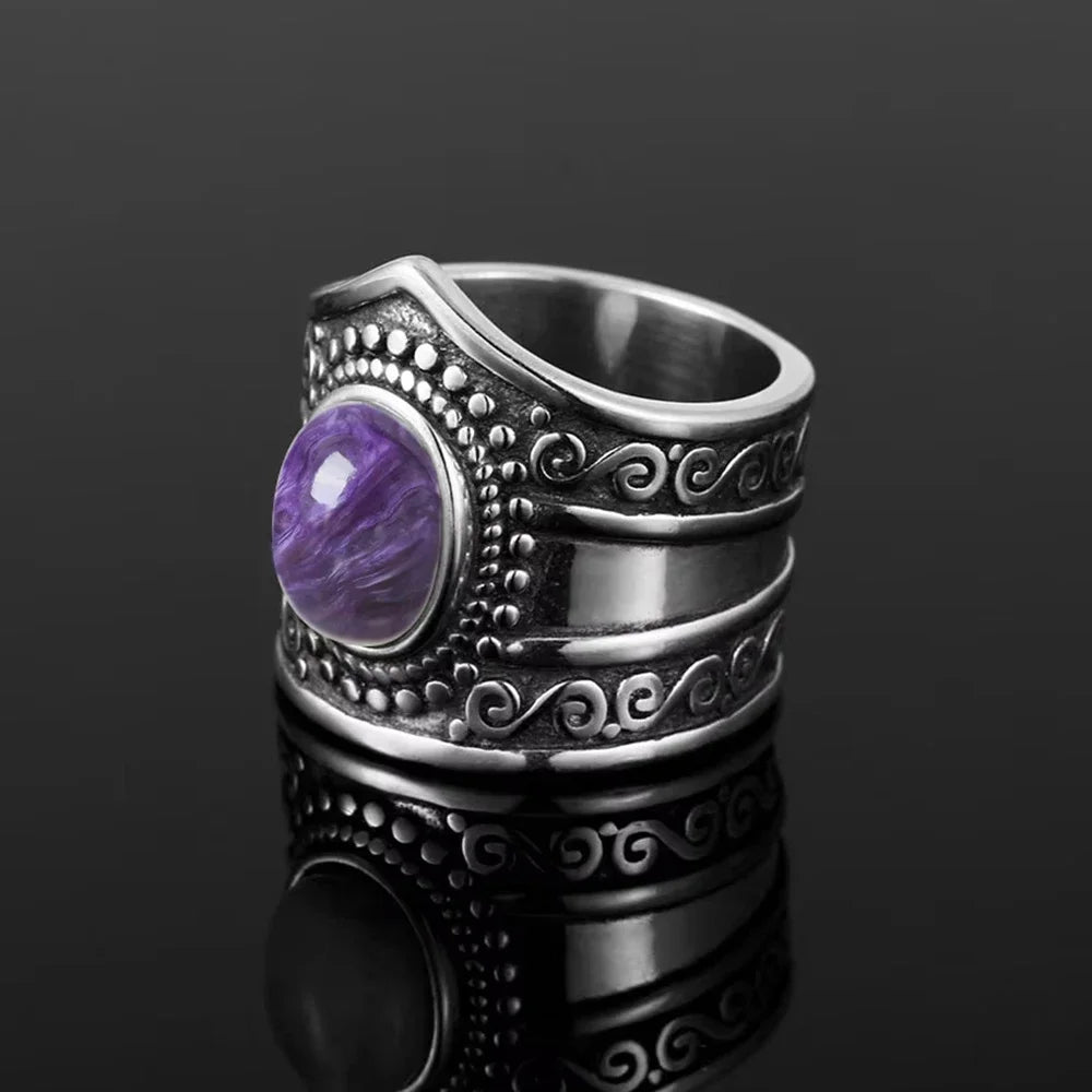 Natural Rainbow Moonstone Cabochon Ring