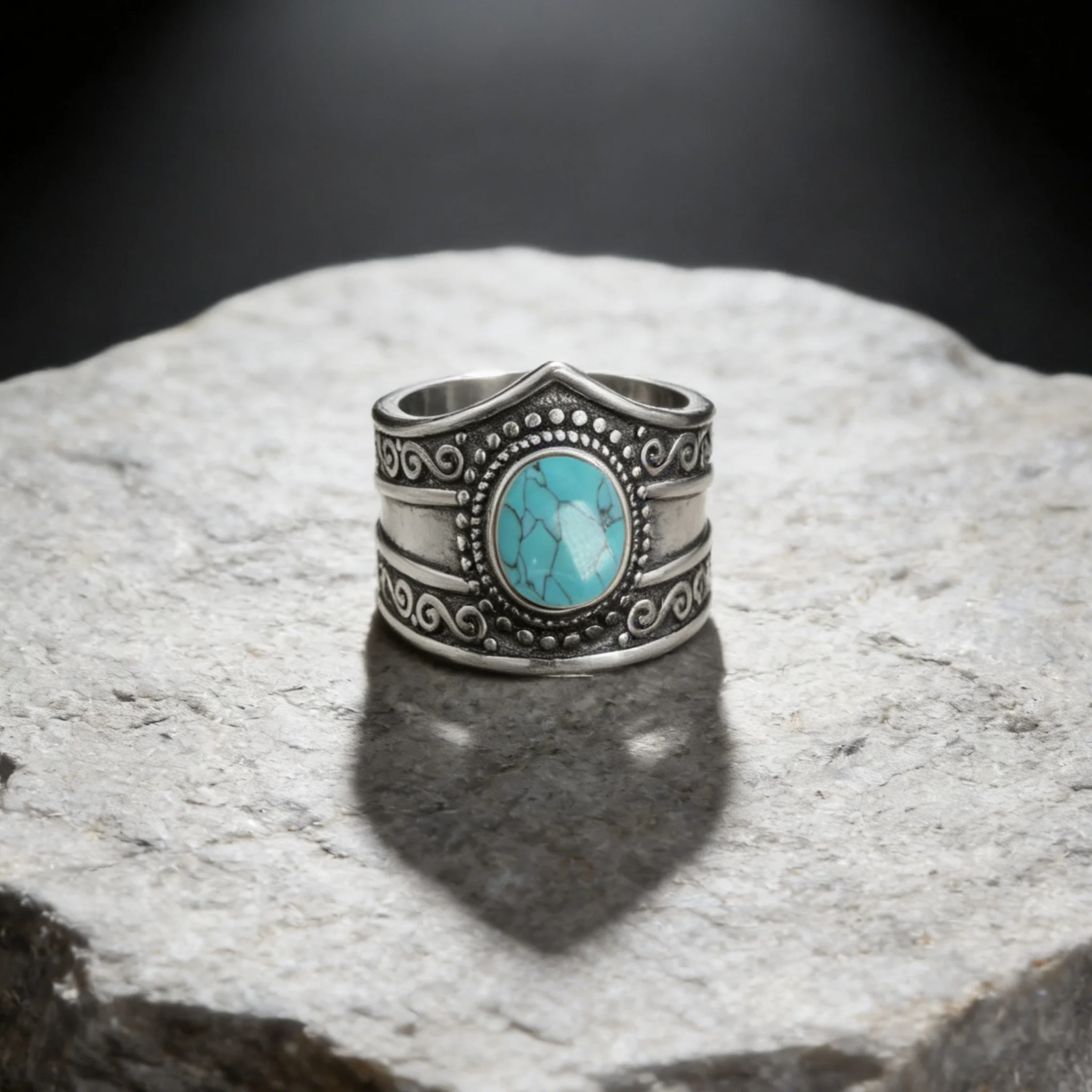 Natural Rainbow Moonstone Cabochon Ring