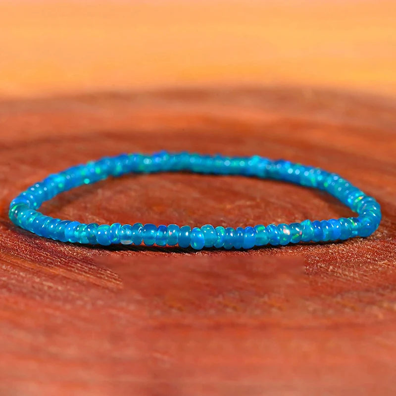 Natural Opal Beaded Bracelet – Genuine Crystal Stretch Bracelet for Women