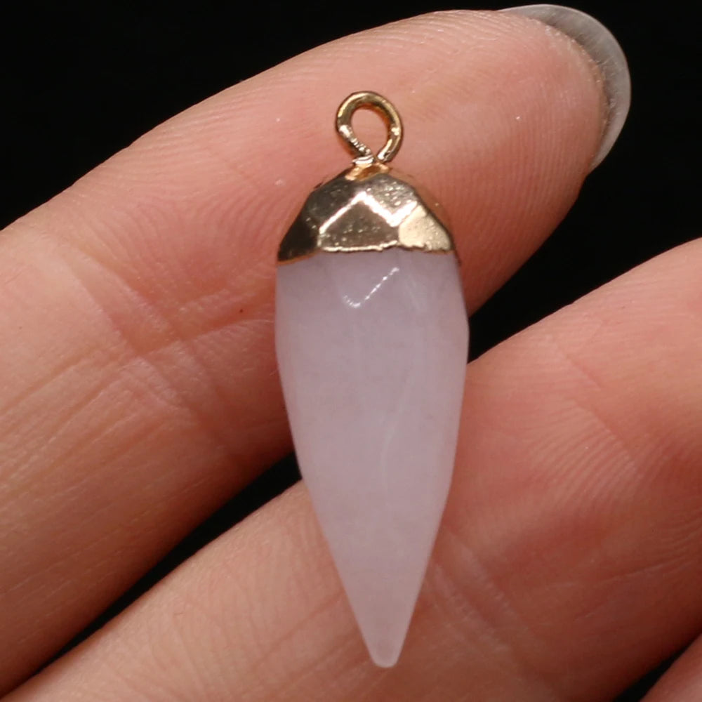 Natural Semi-precious Stone Citrine Rhombus Gold-plated Pendant Making DIY  Necklace Charm Jewelry Gift