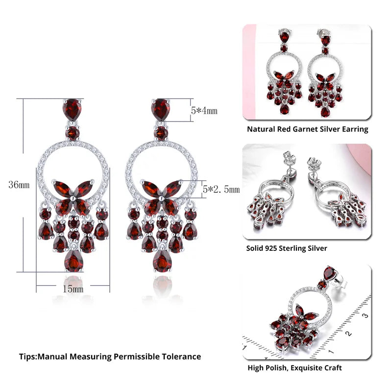 Natural Garnet Stud Earrings in Sterling Silver