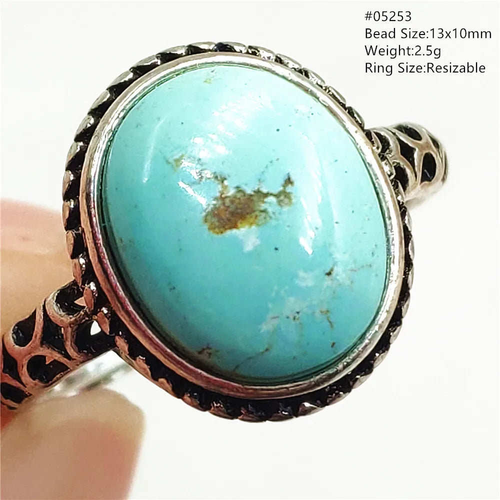 Natural Green Turquoise Adjustable Ring | 925 Sterling Silver