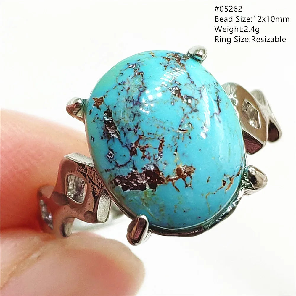 Natural Green Turquoise Adjustable Ring | 925 Sterling Silver