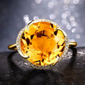 Natural Citrine Flower Ring – Sterling Silver Adjustable Gemstone Ring
