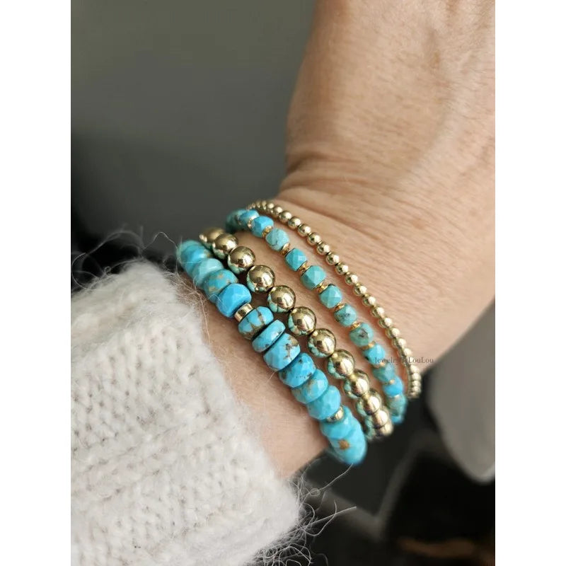 Natural Arizona Turquoise Bead Bracelet | December Birthstone