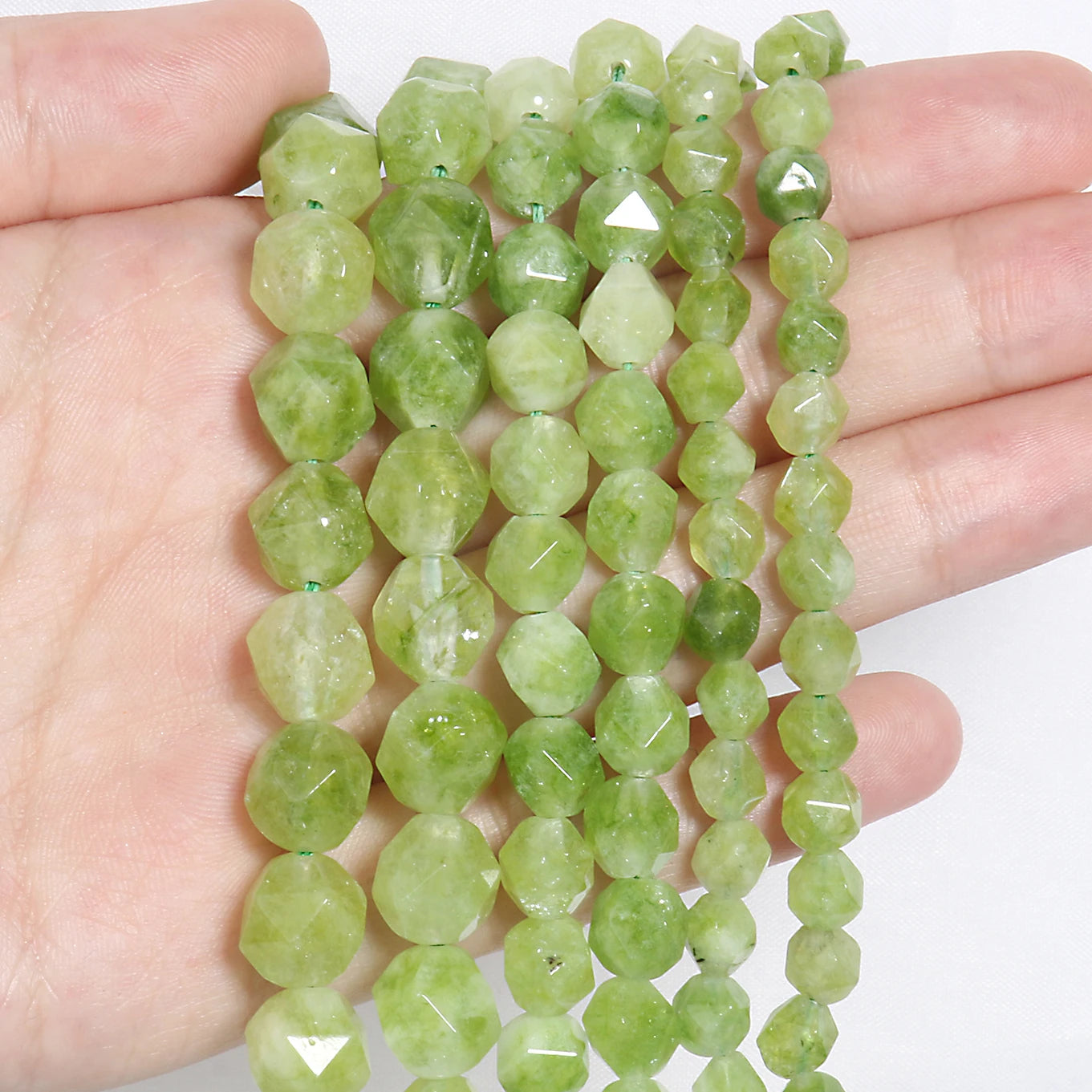 Faceted Peridot Stone Beads Green Olivine Loose August Birthstone Beads for Jewelry Making DIY Bracelet Accessories 6 8 10mm