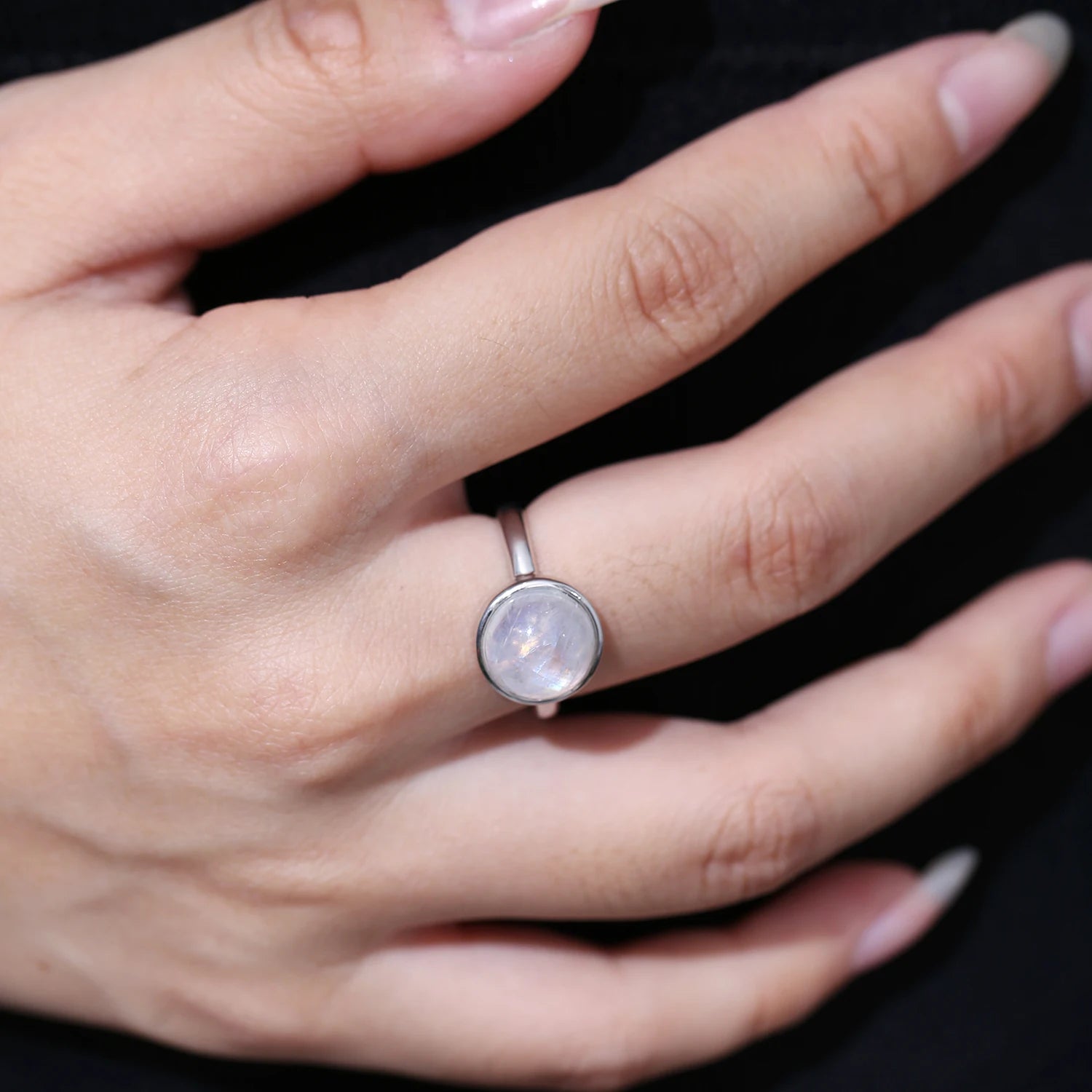 925 Sterling Silver Rainbow Moonstone Ring