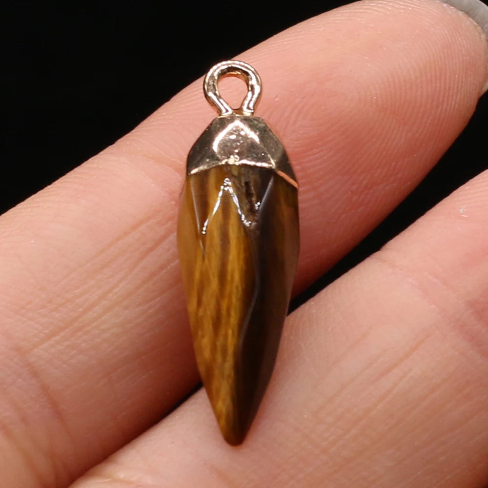 Natural Semi-precious Stone Citrine Rhombus Gold-plated Pendant Making DIY  Necklace Charm Jewelry Gift