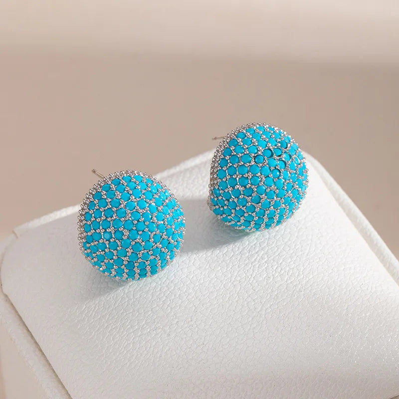 Blue Turquoise Stud Earrings | Elegant December Birthstone Jewelry
