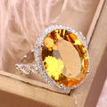 Natural Citrine Adjustable Ring – Genuine Gemstone in Sterling Silver