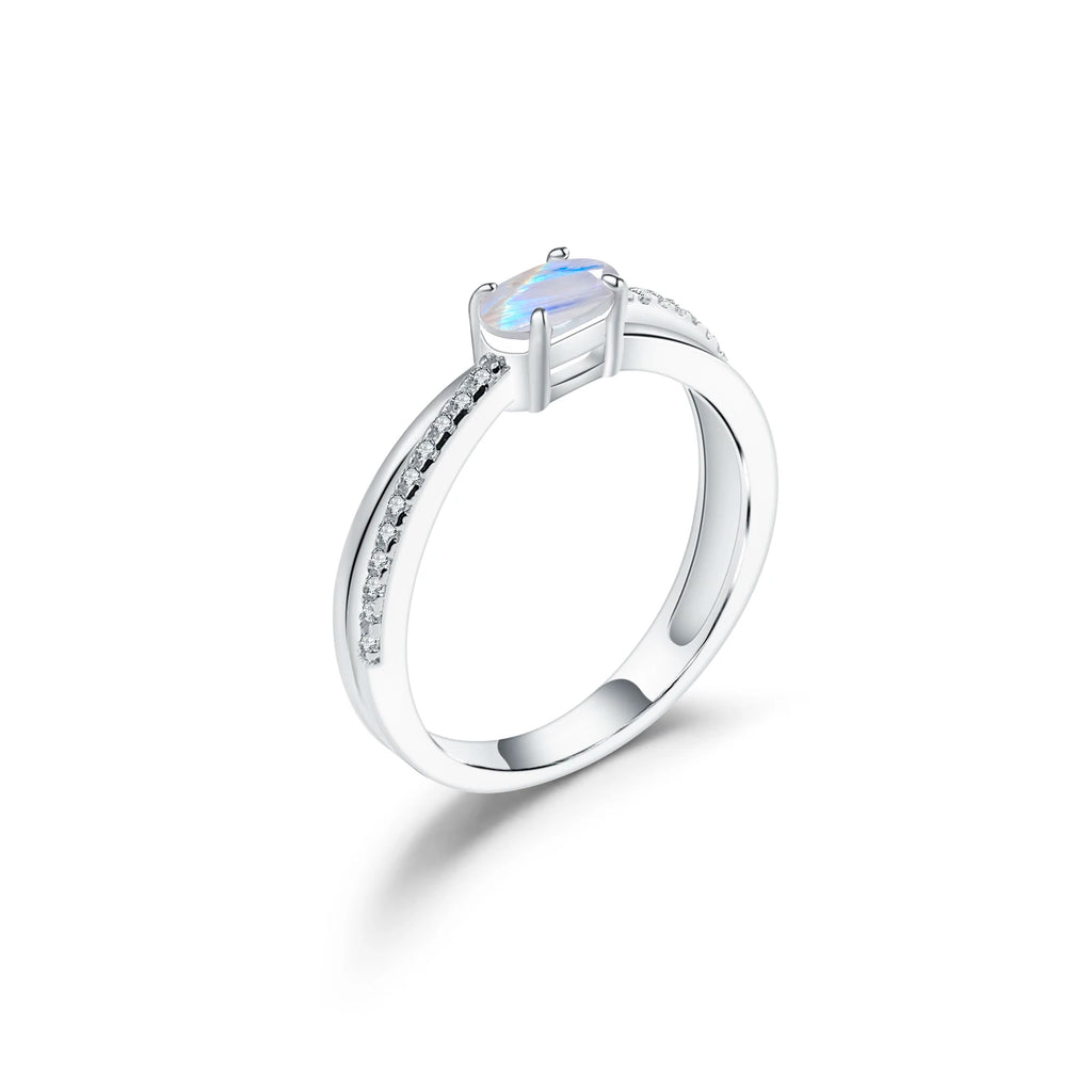 Sterling Silver Moonstone Promise Ring - 925 Sterling Silver