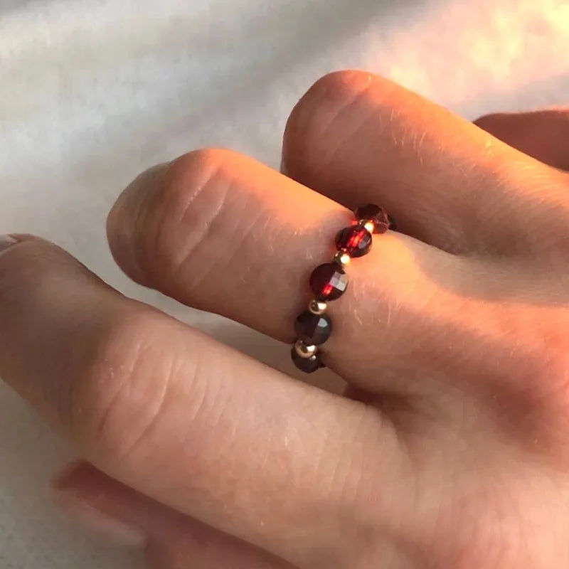 Garnet Beaded January Birthstone Ring