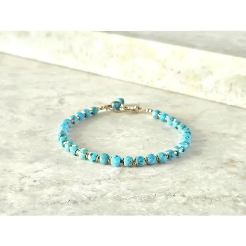 Natural Arizona Turquoise Bead Bracelet | December Birthstone