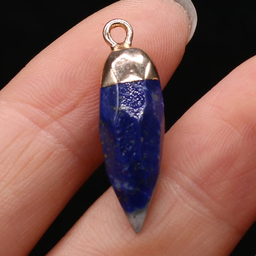 Natural Semi-precious Stone Citrine Rhombus Gold-plated Pendant Making DIY  Necklace Charm Jewelry Gift