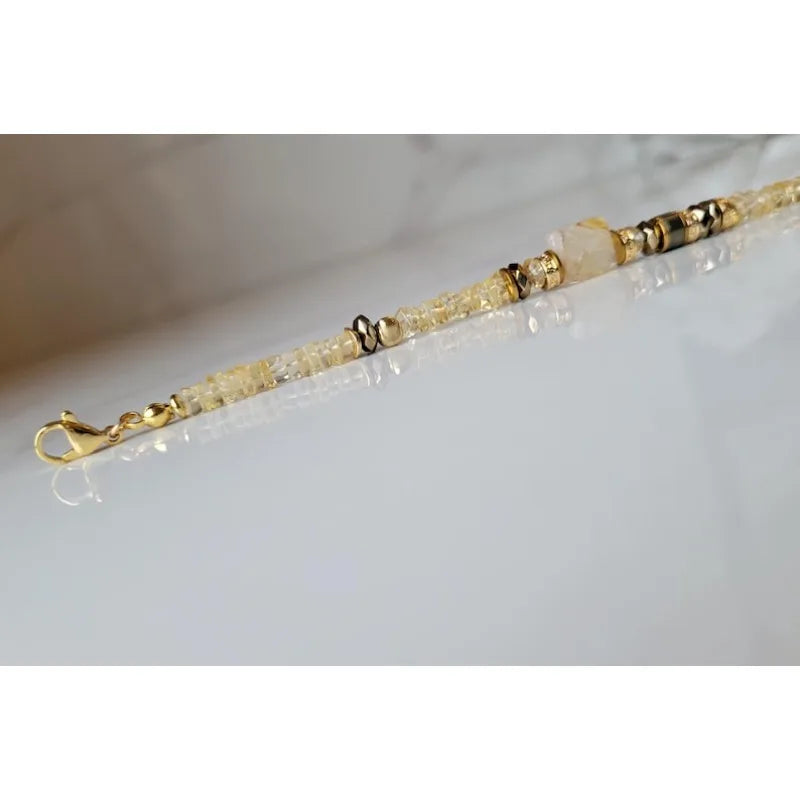 Natural Citrine Beaded Bracelet – Genuine Crystal Bracelet for Everyday Elegance