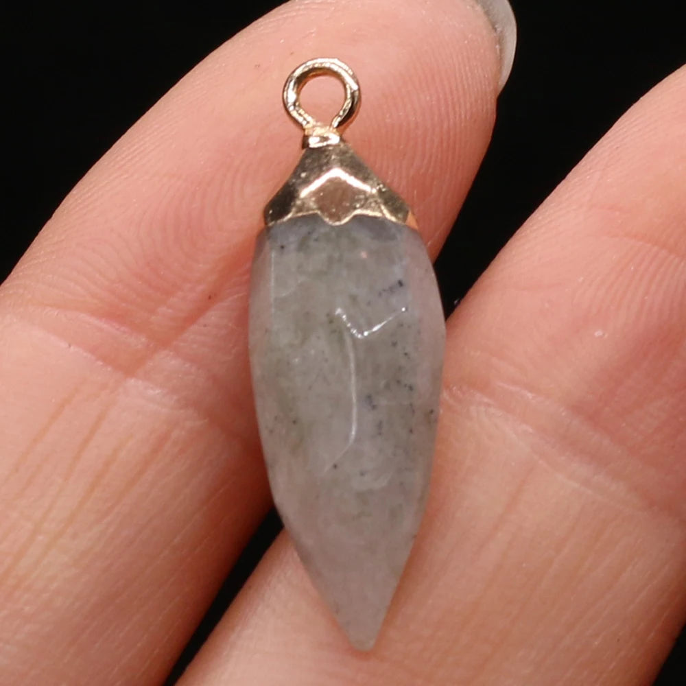 Natural Semi-precious Stone Citrine Rhombus Gold-plated Pendant Making DIY  Necklace Charm Jewelry Gift