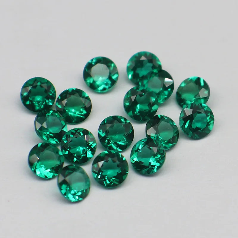 Created Emerald Round Cut Loose Gemstone
