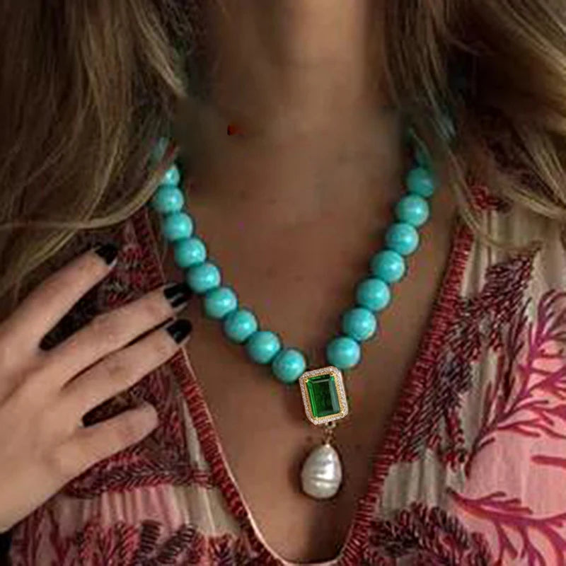Heart Turquoise Pendant Necklace | Natural Stone December Birthstone