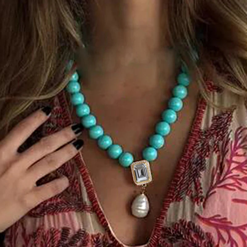 Heart Turquoise Pendant Necklace | Natural Stone December Birthstone