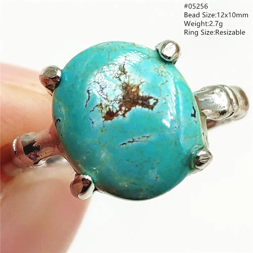 Natural Green Turquoise Adjustable Ring | 925 Sterling Silver