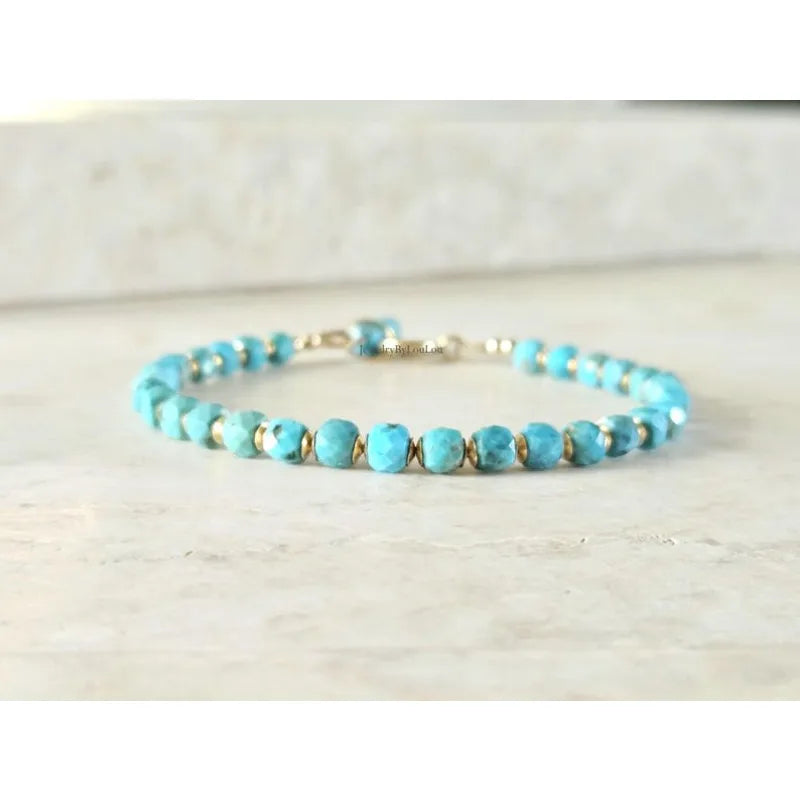 Natural Arizona Turquoise Bead Bracelet | December Birthstone